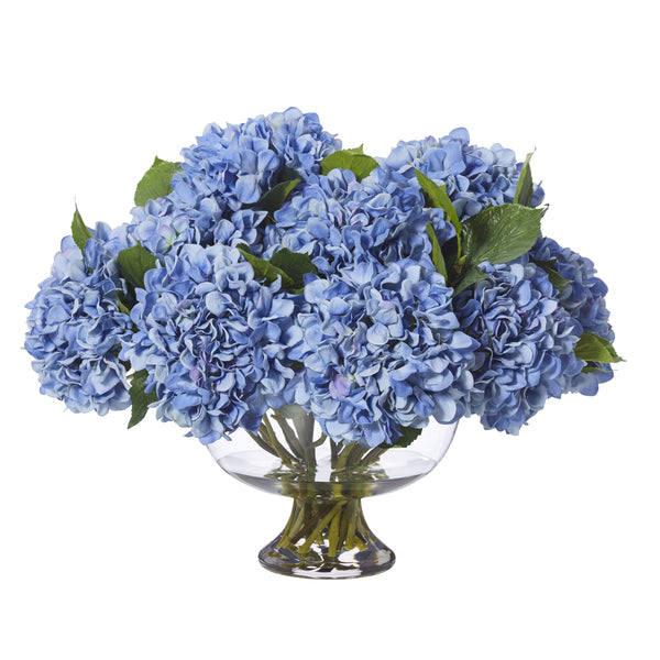 Hydrangea Mix in Dahlia Bowl Blue Large