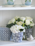 Aarna Ceramic Pot Blue filled with florals