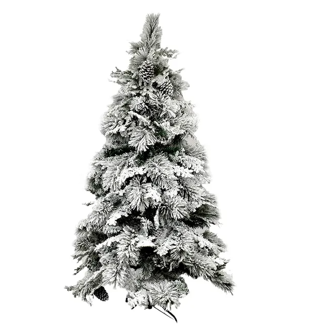 Alpine Pinecone Tree With Snow 150cm featuring 272 snowy tips and natural pinecones for a wintry Christmas look.