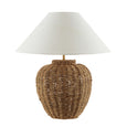 Amaya Weave Table Lamp Natural. Rattan base with a white linen shade.
