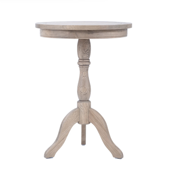 Arialla Timber Round Side Table Weathered Oak