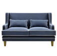 Bondi Hamptons 2 Seat Sofa Navy W/White Piping
