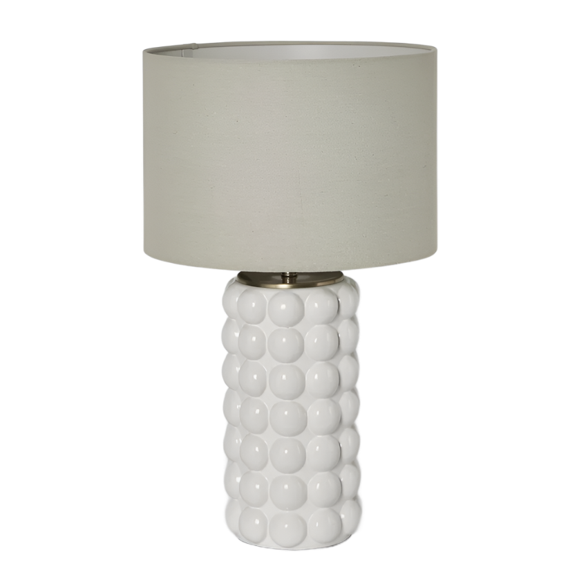 Condetti White Table Lamp with Natural Shade