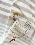 Country Pearl Chicken Tea Towel detail close up of embroidery