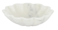 A white marble bowl with a grey vein, suitable for decorator items on coffee tables or consoles.