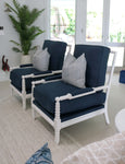 Bobbin Armchair Blue Navy Linen