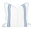 Linen Piped Embroidery Blue Lounge Cushion 55cm