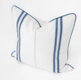 Linen Piped Embroidery Blue Lounge Cushion 55cm