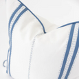 Linen Piped Embroidery Blue Lounge Cushion 55cm