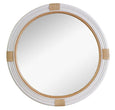 Round Marina Rattan Mirror with white rattan wrap and natural twine detail, hand-crafted coastal wall mirror, 80cm diameter.