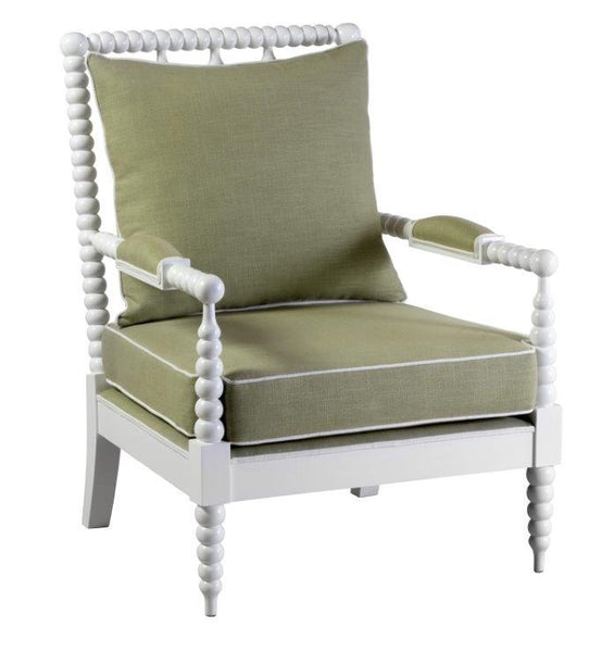 Nantucket Occasional Chair Green Fabric with White Piping