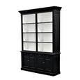 French Library Two-Bay Black Bookcase No Ladder