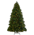 Artificial Pine Needle Christmas Tree 210cm with warm LED lights and sturdy stand.