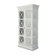 Provincial Two Doors Display Cabinet in satin white finish with glass-front doors, brass knobs, and internal shelving.