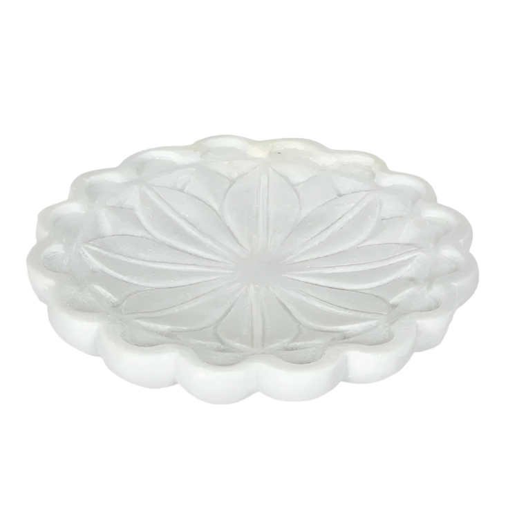 Lia Marble Flower Bowl Medium White