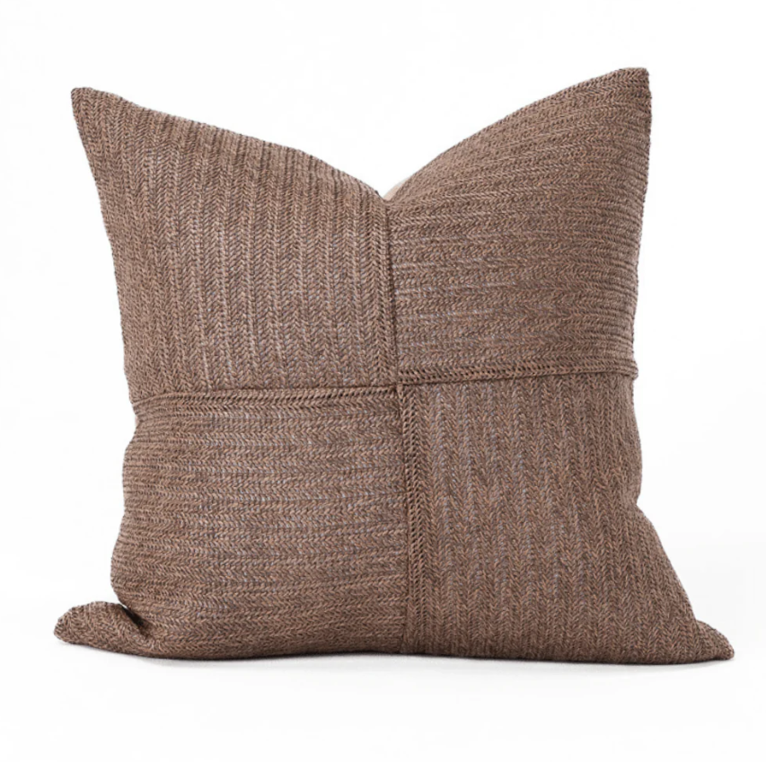 Outdoor Raffia Squares Chocolate Lounge Cushion