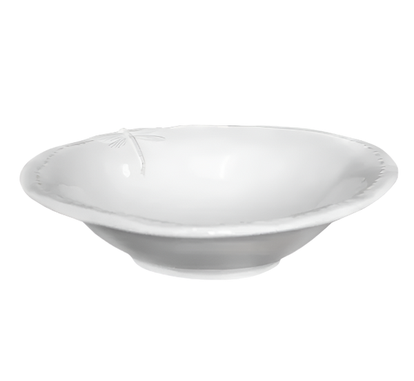 dragonfly stoneware white cereal bowl