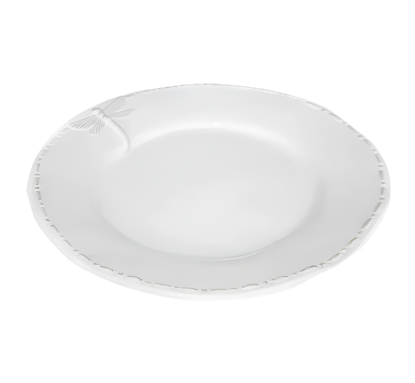 Dragonfly Stoneware White Lunch Plate