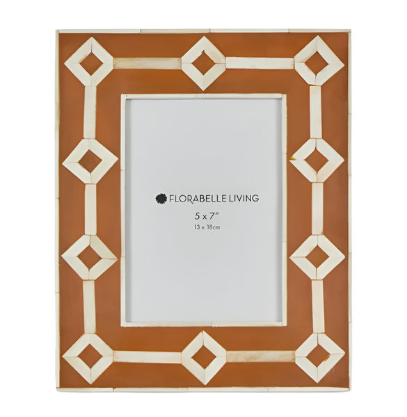 Sasha Bone Inlay Photo Frame Orange 5x7"