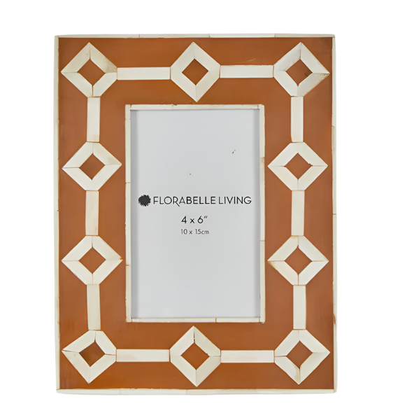 Sasha Bone Inlay Photo Frame Orange 4x6"