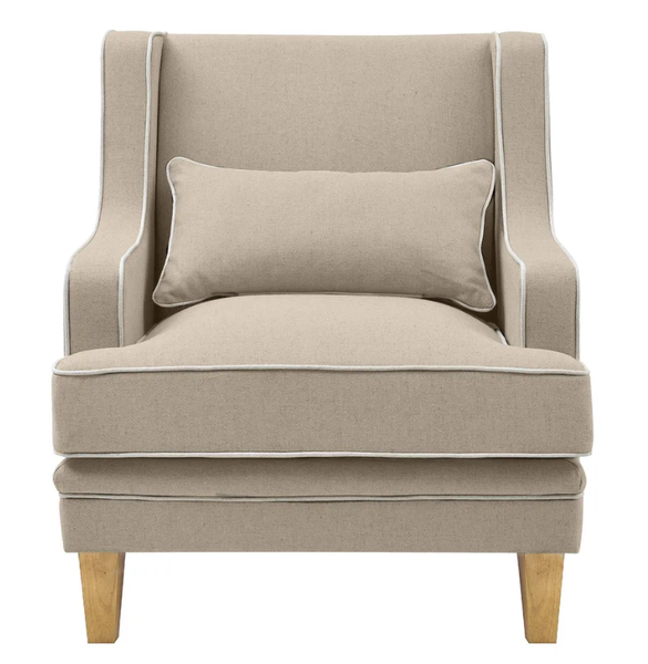 Bondi Hamptons Armchair Natural With White Piping