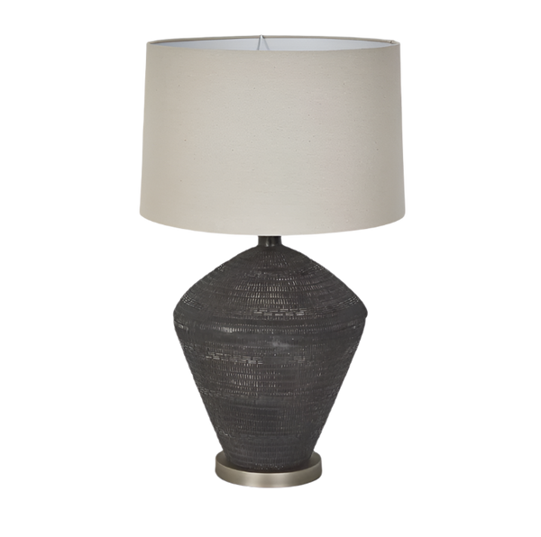 Meridien Black Lamp with Natural Linen Shade