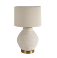 Forbes White Sandstone Table Lamp & Linen Shade