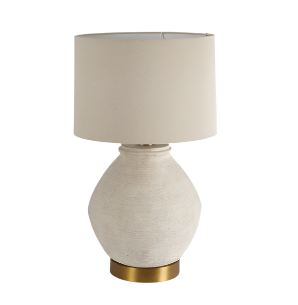 Forbes White Sandstone Table Lamp & Linen Shade