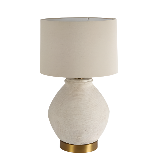Forbes White Sandstone Table Lamp & Linen Shade