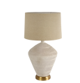 Caufield White Sandstone Table Lamp & Linen Shade