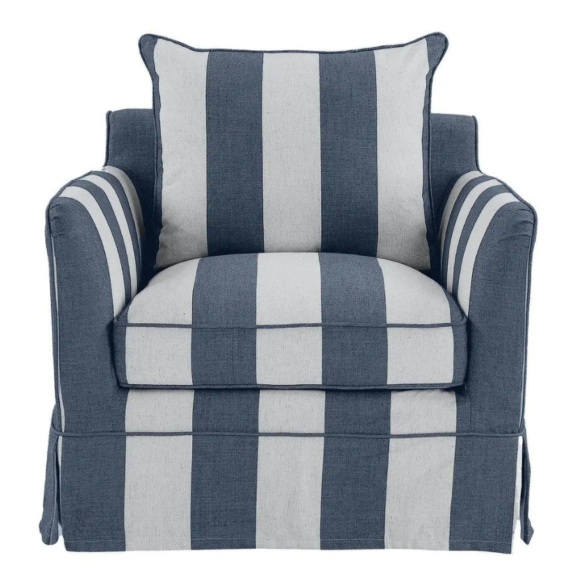 Noosa Hamptons Armchair Denim/Cream Stripe