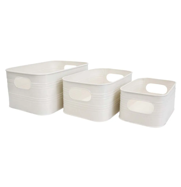 Metal Utility Box S/3 Ivory