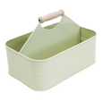 Metal Caddy with Wooden Handle Sage