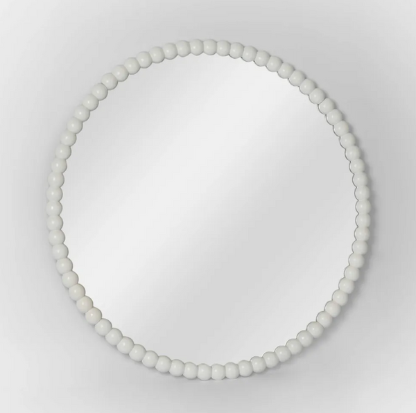 Bobbin Round Mirror White 90cm