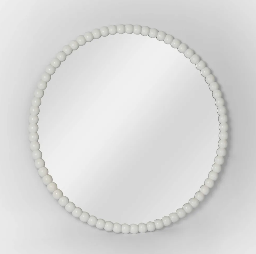 Bobbin Round Mirror White 90cm