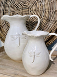 Dragonfly Stoneware White Jug Large