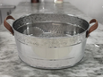 Oval Bucket with Leather Handles & Dot Detail