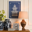 Pagoda Blue and White Wall Art A