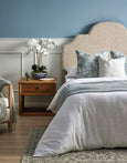 Cornell Queen Throw Blue on bed