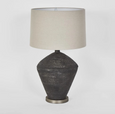 Meridien Black Lamp with Natural Linen Shade