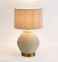 Forbes White Sandstone Table Lamp & Linen Shade