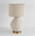 Forbes White Sandstone Table Lamp & Linen Shade