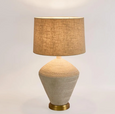 Caufield White Sandstone Table Lamp & Linen Shade