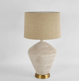 Caufield White Sandstone Table Lamp & Linen Shade