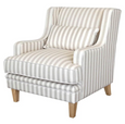 Bondi Hamptons Armchair Natural Stripe With White Piping