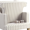 Bondi Hamptons Armchair Natural Stripe With White Piping