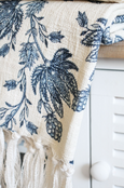 Bluebell Bloom Blue and White Floral Throw