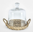 Willow Plate With Glass Cloche