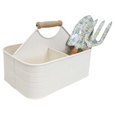 Metal Caddy with Wooden Handle Ivory
