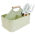 Metal Caddy with Wooden Handle Sage